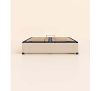 Sommier coffre 140x190 cm - Beige - Acier recy t lattes en bois - Grand volume de rangement - Ouverture facile - Fait en France - Tediber