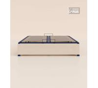 Sommier coffre 140x190 cm Plus - Beige - Acier recy t lattes en bois - Grand volume de rangement - Ouverture facile - Fait en France - Tediber