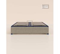 Sommier coffre 140x190 cm Plus - Gris - Acier recy t lattes en bois - Grand volume de rangement - Ouverture facile - Fait en France - Tediber
