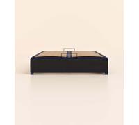 Sommier coffre 140x200 cm - Noir - Acier recy t lattes en bois - Grand volume de rangement - Ouverture facile - Fait en France - Tediber