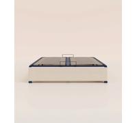 Sommier coffre 180x200 cm - Beige - Acier recyclé et lattes en bois - Grand volume de rangement - Ouverture facile - Fait en France - Tediber