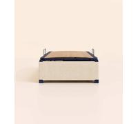 Sommier coffre 90x190 cm - Beige - Acier recy t lattes en bois - Grand volume de rangement - Ouverture facile - Fait en France - Tediber