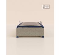 Sommier coffre 90x190 cm Plus - Gris - Acier recy t lattes en bois - Grand volume de rangement - Ouverture facile - Fait en France - Tediber