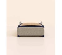 Sommier coffre 90x200 cm - Gris - Acier recy t lattes en bois - Grand volume de rangement - Ouverture facile - Fait en France - Tediber