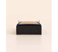 Sommier coffre 90x200 cm - Noir - Acier recy t lattes en bois - Grand volume de rangement - Ouverture facile - Fait en France - Tediber