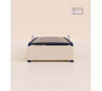Sommier coffre 90x200 cm Plus - Beige - Acier recy t lattes en bois - Grand volume de rangement - Ouverture facile - Fait en France - Tediber