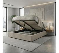 Sommier coffre - SAMPUR - Vegas - 140x190 cm - Velours côtelé gris - Coffre 900 L
