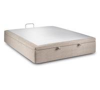 Sommier Coffre Tissu Beige brun 140x200 H39cm -Coffre spacieux intgr