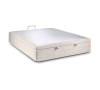 Sommier Coffre Tissu Beige clair 180x200 H39cm Sommeil de plomb - Sommier en bois massif avec Pieds bois 10 cm