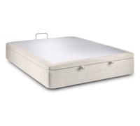 Sommier Coffre Tissu Beige clair 200x200 H39cm -Design sobre avec coffre