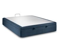 Sommier Coffre Tissu Bleu 160x200 H39cm - Bois massif et rangement