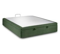 Sommier Coffre Tissu Vert 140x190 H39cm -Confort, style et rangement
