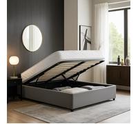 Sommier Coffre Vegas - 200x200 cm - Tissu Gris clair - Grand espace de stockage