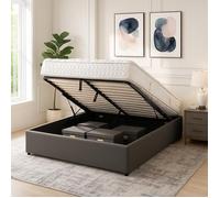 Sommier Coffre Vegas - 90x190 cm - Tissu Gris foncé - Grand espace de stockage