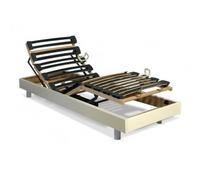 Sommier de relaxation électrique - VENTE-UNIQUE - Lattes multiplis - 5 plans - Fermeté réglable - Blanc