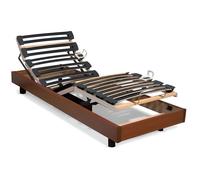 Sommier de relaxation lattes multiplis - VENTE-UNIQUE - 5 plans - fermeté réglable - 80x200cm - cerisier