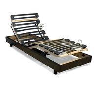 Sommier de relaxation lattes multiplis - VENTE-UNIQUE - 5 plans - fermeté réglable - 80x200cm - noir