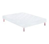 Sommier déco Merinos blanc 15 cm avec pieds 140x190 Blanc G