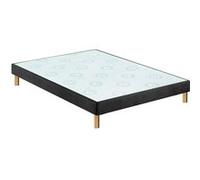 Sommier déco Merinos gris béton 15 cm avec pieds 2x90x200 Peau de pêche sable G