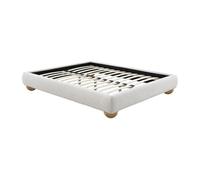 Sommier déco tapissier 140 x 190 cm tissu bouclette - Blanc - ELENAE de YSMEE