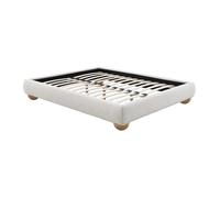 Sommier déco tapissier 140 x 190 cm tissu bouclette - Blanc - ELENAE de YSMEE