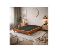Sommier déco tapissier en tissu bouclette Nuage 120x200 Terre de Sienne