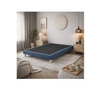 Sommier déco tapissier en tissu bouclette Nuage 180x200 Bleu Egéen