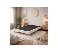 Sommier déco tapissier en tissu bouclette Nuage 90x200 Blanc Ecume