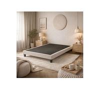 Sommier déco tapissier en tissu bouclette Nuage 90x200 Gris Baltique