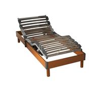 Sommier électrique de relaxation à lattes en bois mérisier 90x190 - Bois foncé - Garantie 5 ans - Someo