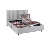 Sommier électrique de relaxation déco 2x48 plots - 2 x 70 x 190 cm - Tissu - Gris - NALU de DREAMEA