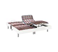Sommier électrique de relaxation déco 2x65 plots - 2 x 80 x 200 cm - Blanc - NAFURI de YSMÉE