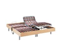 Sommier électrique de relaxation déco 2x65 plots - 2 x 80 x 200 cm - Chêne naturel - NAFURI de YSMÉE