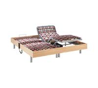 Sommier électrique de relaxation déco 2x65 plots - 2 x 80 x 200 cm - Chêne naturel - NAFURI de DREAMEA