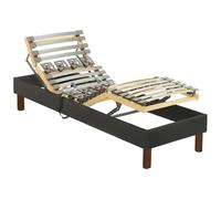 Sommier électrique de relaxation déco lattes et plots - 70 x 190 cm - Tissu - Anthracite - FORENZA de YSMÉE