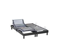 Sommier électrique de relaxation tout lattes tissu anthracite 2x80x200