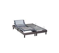 Sommier électrique de relaxation tout lattes tissu taupe 2x80x200