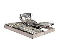 Sommier Électrique S62+Lattes Bois - Réglage Fermeté Zone Lombaires - 2x90x200 - Gris Gris