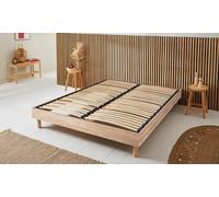 Sommier en bois avec technologie bi-lattes lattes flexibles Maison Aubertin : Bois couleur blanc / 140x190 cm