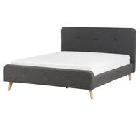Sommier et Cadre de Lit Double 160 x 200 cm en Tissu Gris Style Moderne Rennes