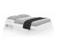IDMarket - Cadre de lit double Salem avec rangements et sommier 140 x 190 cm Blanc