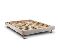 Sommier Kit Bouclette Beige 160x200 H29cm Sommeil de plomb - Sommier en bois massif avec Pieds bois cones 15 cm