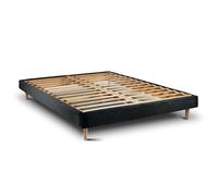 Sommier Kit Bouclette Noir 140x190 H29cm Sommeil de plomb - Sommier en bois massif avec Pieds bois cones 15 cm