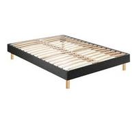 Sommier kit déco en bois massif gris anthracite - 140x190