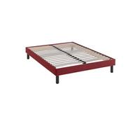 Sommier kit déco rouge tapissier pieds inclus - 140x190