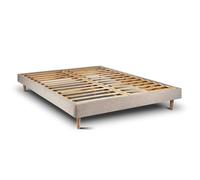 Sommier Kit Tissu Beige brun 180x200 H29cm Sommeil de plomb - Sommier en bois massif avec Pieds bois cones 15 cm