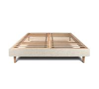 Sommier Kit Tissu Beige clair 160x200 H29cm Sommeil de plomb - Sommier en bois massif avec Pieds bois cones 15 cm