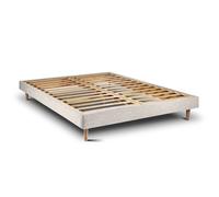 Sommier Kit Tissu Beige clair 180x200 H29cm Sommeil de plomb - Sommier en bois massif avec Pieds bois cones 15 cm