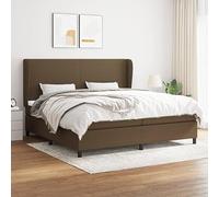 Sommier lattes lit avec ressorts ensachés, matelas 2x100x200 cm surmatelas mousse 200x200 lit complet 203x203x118 cm marron foncé tissu respirant tête réglable soutien dos confortable chambre adulte