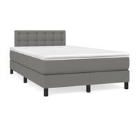 Sommier LED Bed Frame with Mattress Dark Grey 120x190 cm Fabric Headboard Adjustable Height Spring Mattress USB Lighting Modern Bedroom Furniture